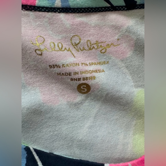 Lilly Pulitzer Sophie Ruffle High Tide Navy Tropical Dress ; Size S; - Picture 6 of 7